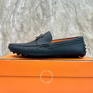 Giày nam Hermes màu đen logo chữ H siêu cấp - Hình ảnh 8