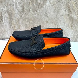 Giày nam Hermes màu đen logo chữ H siêu cấp - Hình ảnh 5