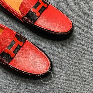 Giày nam Hermes màu đen phối đỏ logo chữ H siêu cấp - Ảnh 5