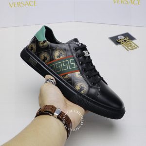 Giày nam Versace sneaker màu đen họa tiết super fake 1:1 - Ảnh 4