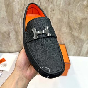 Giày nam Hermes màu đen logo chữ H siêu cấp - Hình ảnh 6