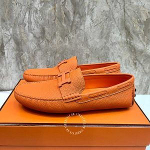 Giày nam Hermes da sần màu cam siêu cấp - Hình ảnh 4