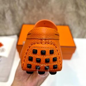 Giày nam Hermes da sần màu cam siêu cấp - Hình ảnh 8