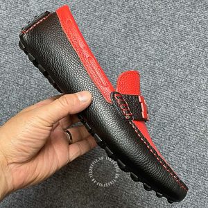Giày nam Hermes màu đen phối đỏ logo chữ H siêu cấp - Ảnh 3