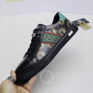 Giày nam Versace sneaker màu đen họa tiết super fake 1:1 - Ảnh 5
