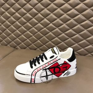 Giày thể thao D&G trắng phối hoạ tiết super fake 1:1 - Ảnh 8