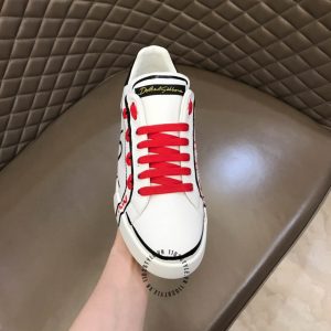 Giày thể thao D&G trắng phối hoạ tiết super fake 1:1 - Ảnh 5