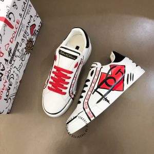 Giày thể thao D&G trắng phối hoạ tiết super fake 1:1 - Ảnh 3