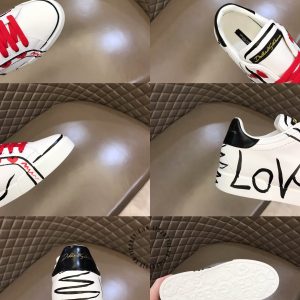 Giày thể thao D&G trắng phối hoạ tiết super fake 1:1 - Ảnh 9