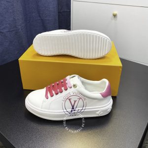 Giày nữ Louis Vuitton sneaker màu trắng dây buộc hồng hàng hiệu - Ảnh 7