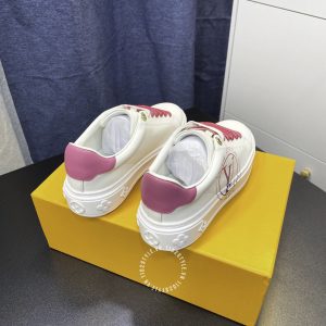 Giày nữ Louis Vuitton sneaker màu trắng dây buộc hồng hàng hiệu - Ảnh 8