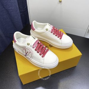 Giày nữ Louis Vuitton sneaker màu trắng dây buộc hồng hàng hiệu - Ảnh 2