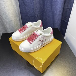 Giày nữ Louis Vuitton sneaker màu trắng dây buộc hồng hàng hiệu - Ảnh 3