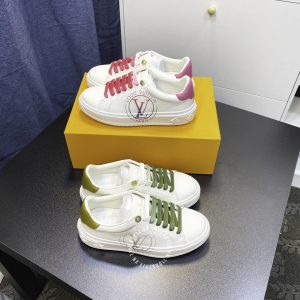 Giày nữ Louis Vuitton sneaker màu trắng dây buộc hồng hàng hiệu - Ảnh 9