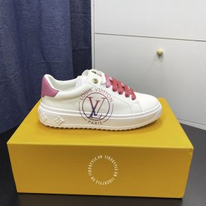 Giày nữ Louis Vuitton sneaker màu trắng dây buộc hồng hàng hiệu - Ảnh 5