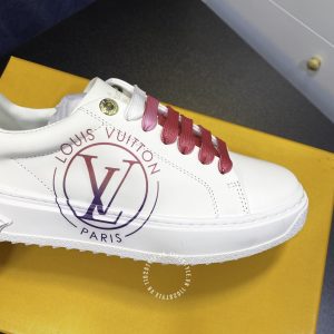 Giày nữ Louis Vuitton sneaker màu trắng dây buộc hồng hàng hiệu - Ảnh 6