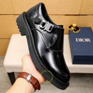 Giày rep 1:1 chính hãng Monk Strap Dior nam da xịn đen trơn - Ảnh 5
