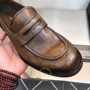 Giày rep 1:1 chính hãng Loafer Dior nam da mềm màu nâu - Hình ảnh 6