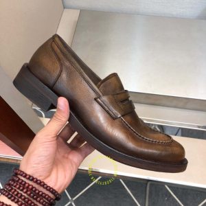 Giày rep 1:1 chính hãng Loafer Dior nam da mềm màu nâu - Hình ảnh 5
