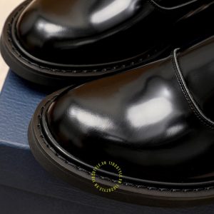 Giày rep 1:1 chính hãng Monk Strap Dior nam da xịn đen trơn - Ảnh 6