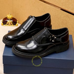 Giày rep 1:1 chính hãng Monk Strap Dior nam da xịn đen trơn - Ảnh 3
