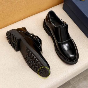 Giày rep 1:1 chính hãng Monk Strap Dior nam da xịn đen trơn - Ảnh 2