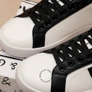 Giày D&G da thật màu trắng phối đen replica 1:1 chính hãng - Ảnh 4