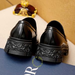 Giày rep 1:1 chính hãng Loafer Dior màu đen họa tiết Monogram - Hình ảnh 4