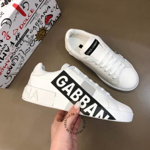 Sneaker nam Dolce & Gabbana màu trắng logo đen replica 1:1 - Ảnh 7