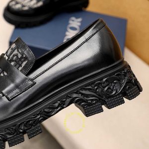 Giày rep 1:1 chính hãng Loafer Dior màu đen họa tiết Monogram - Hình ảnh 8