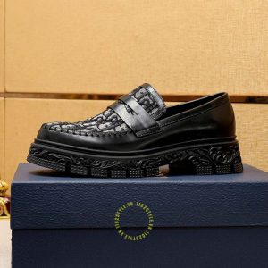 Giày rep 1:1 chính hãng Loafer Dior màu đen họa tiết Monogram - Hình ảnh 5