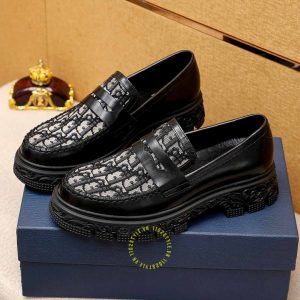 Giày rep 1:1 chính hãng Loafer Dior màu đen họa tiết Monogram - Hình ảnh 3