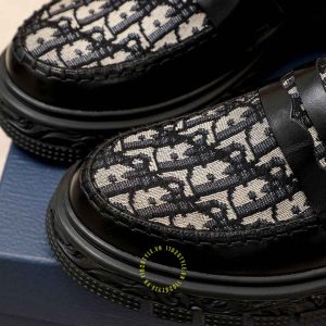 Giày rep 1:1 chính hãng Loafer Dior màu đen họa tiết Monogram - Hình ảnh 7