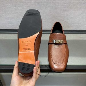 Giày Loafer Hermes nam màu nâu da trơn phiên bản replica 1:1 - Hình ảnh 5