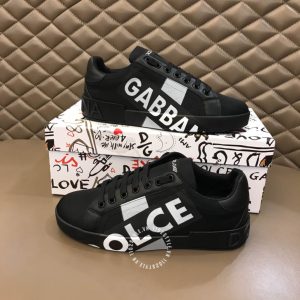 Giày sneaker nam D&G đen logo trắng replica 1:1 chính hãng - Hình ảnh 2