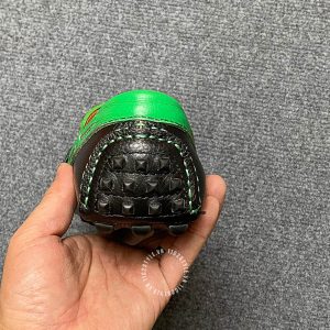 Giày nam Hermes da sần màu đen phối xanh lá siêu cấp - Ảnh 8