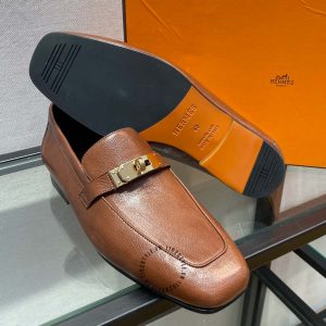 Giày Loafer Hermes nam màu nâu da trơn phiên bản replica 1:1 - Hình ảnh 6