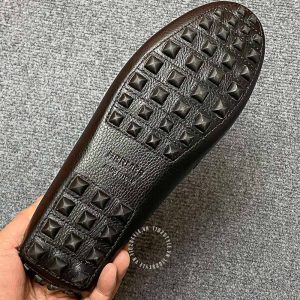 Giày nam Hermes da sần màu đen phối xanh lá siêu cấp - Ảnh 9