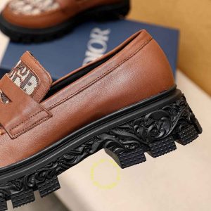 Giày replica 1:1 chính hãng Loafer Dior màu nâu họa tiết Monogram - Hình ảnh 7