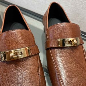 Giày Loafer Hermes nam màu nâu da trơn phiên bản replica 1:1 - Hình ảnh 7