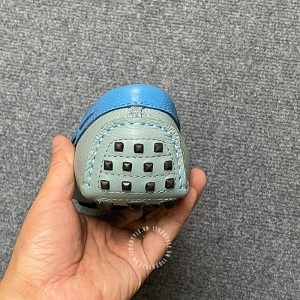 Giày lười Hermes nam màu ghi phối xanh replica 1:1 chính hãng - Ảnh 8