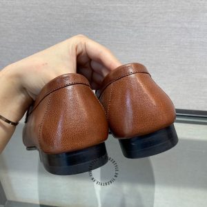 Giày Loafer Hermes nam màu nâu da trơn phiên bản replica 1:1 - Hình ảnh 9