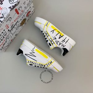 Giày thể thao Dolce & Gabbana trắng hoạ tiết vàng replica 1:1 - Ảnh 2