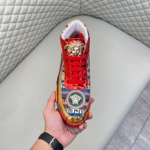 Sneaker Boot Versace nam phối màu logo vàng replica - Ảnh 4