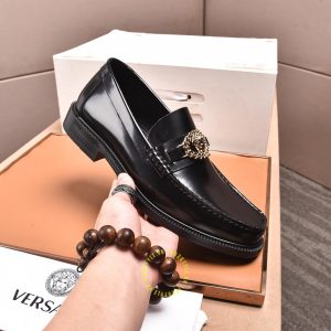 Giày Loafer Versace nam cao cấp da đen trơn replica 1:1 - Ảnh 5