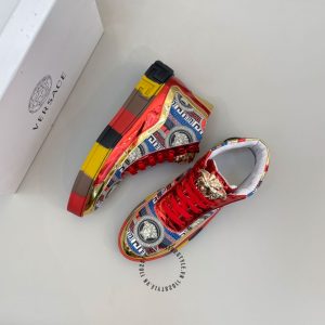 Sneaker Boot Versace nam phối màu logo vàng replica - Ảnh 2