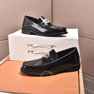 Giày Loafer Versace nam cao cấp da đen trơn replica 1:1 - Ảnh 3