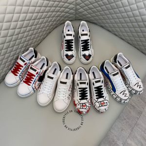 Giày unisex D&G màu trắng phối hoạ tiết replica 1:1 chính hãng - Ảnh 8