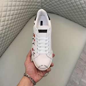 Giày unisex D&G màu trắng phối hoạ tiết replica 1:1 chính hãng - Ảnh 3