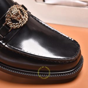 Giày Loafer Versace nam cao cấp da đen trơn replica 1:1 - Ảnh 6